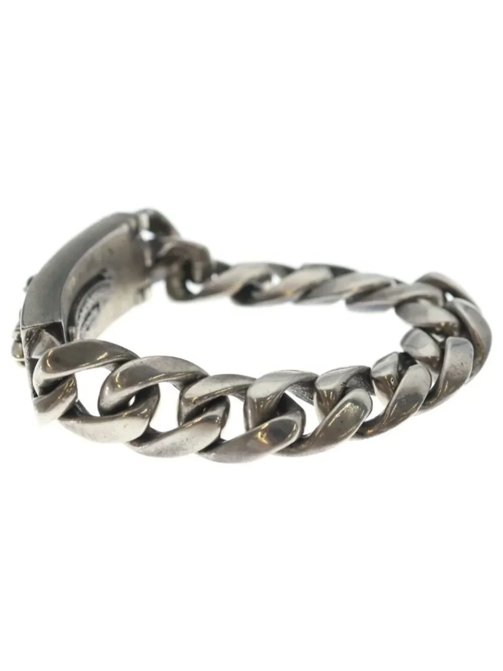 Chrome Hearts ID Floral Crs Cross ID Classic Link Bracelet Silver